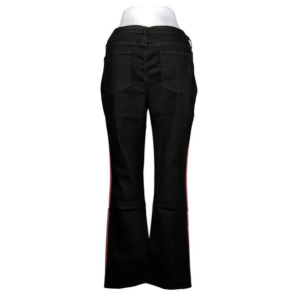 LOGO By Lori Goldstein Women's Jeans Sz 14 Side Striped Boot Cut Black A341884 - Picture 2 of 5